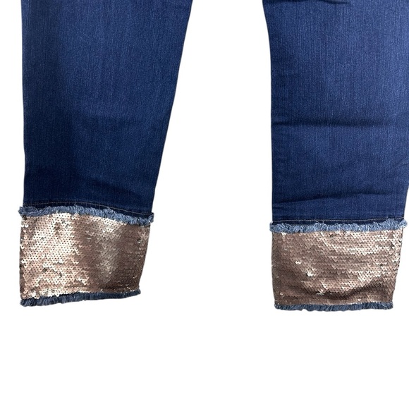 Tru Luxe Jeans Sequin Cuff Ankle Cropped Size 4 - Picture 8 of 8